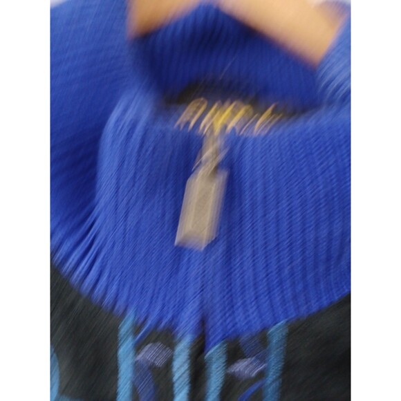 Bob Mackie Wearable Art Leather Suede Embroidery Zip Jacket Royal Blue Black XL - Picture 4 of 8